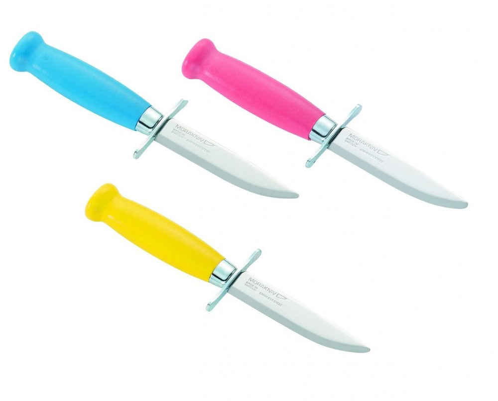 Mora Kindermesser, Schnitzmesser im bunten Birkenholzgriff. Messer f. Kinder